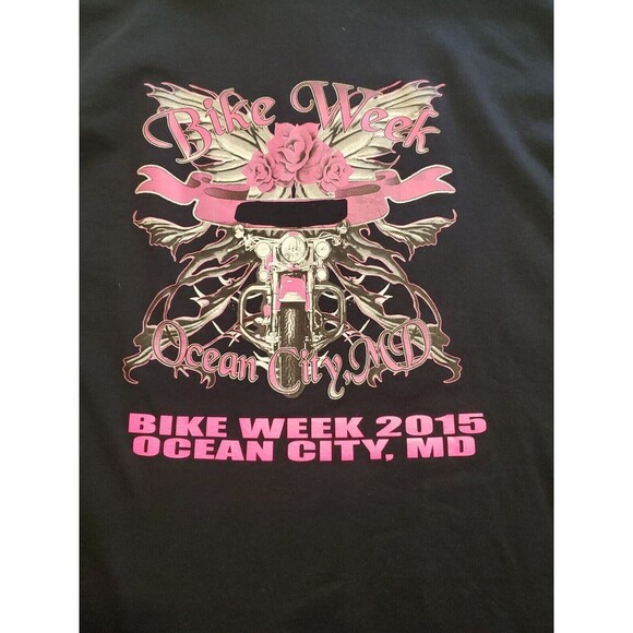 Women's Bike Week T-Shirt Sz 2xl Black OC MD 2015 Biker Apparel Gildan - Picture 2 of 10